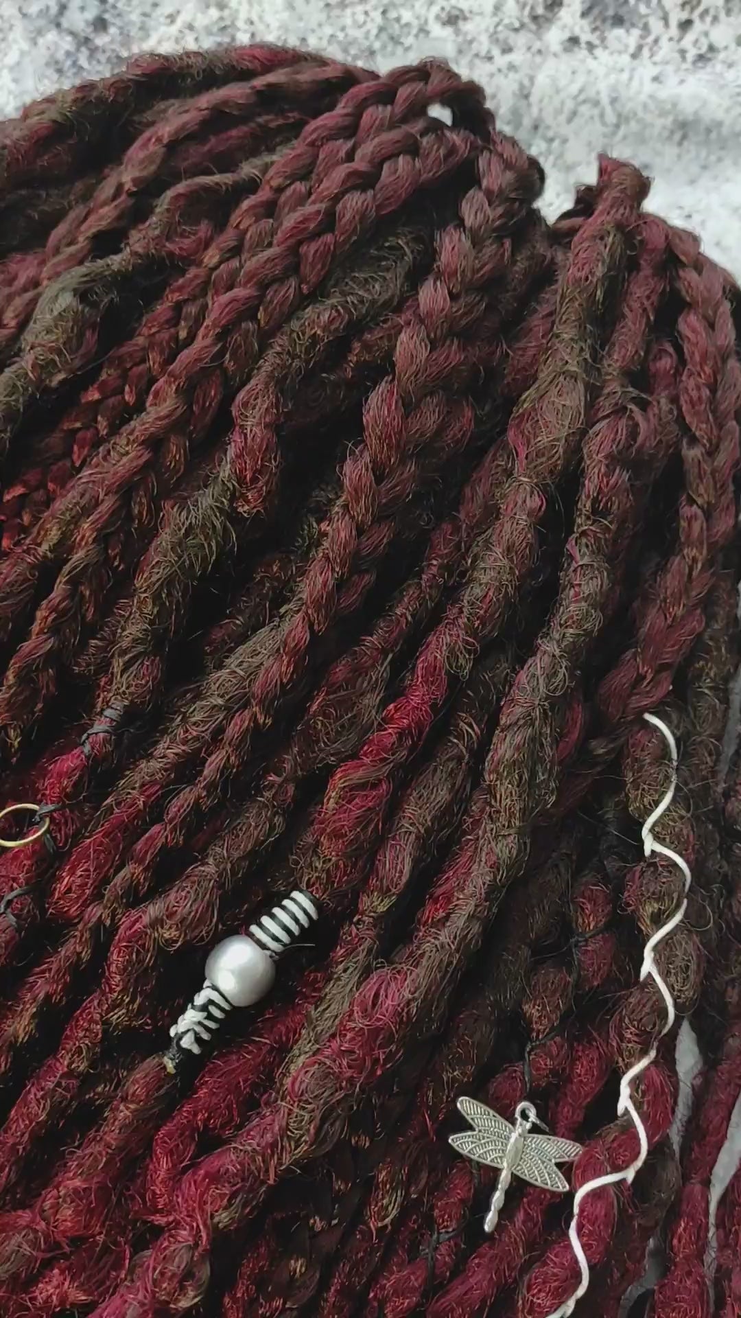 Brown to Red (burgundy) Ombre Synthetic Dreads.