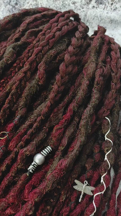 Brown to Red (burgundy) Ombre Synthetic Dreads.