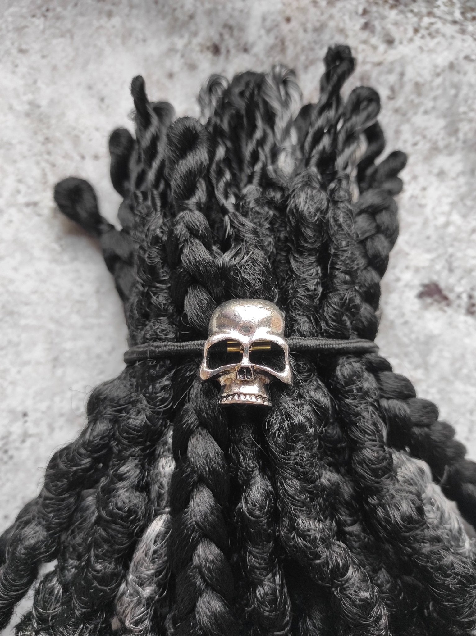 Single Ended Black Solid Dreads with Braids. Custom Synthetic Dreads Extensions