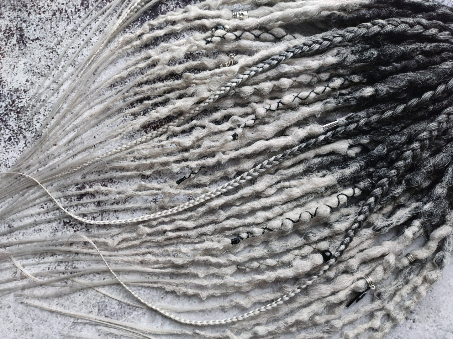 Black to Grey Ombre Synthetic Dreads