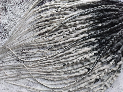Black to Grey Ombre Synthetic Dreads