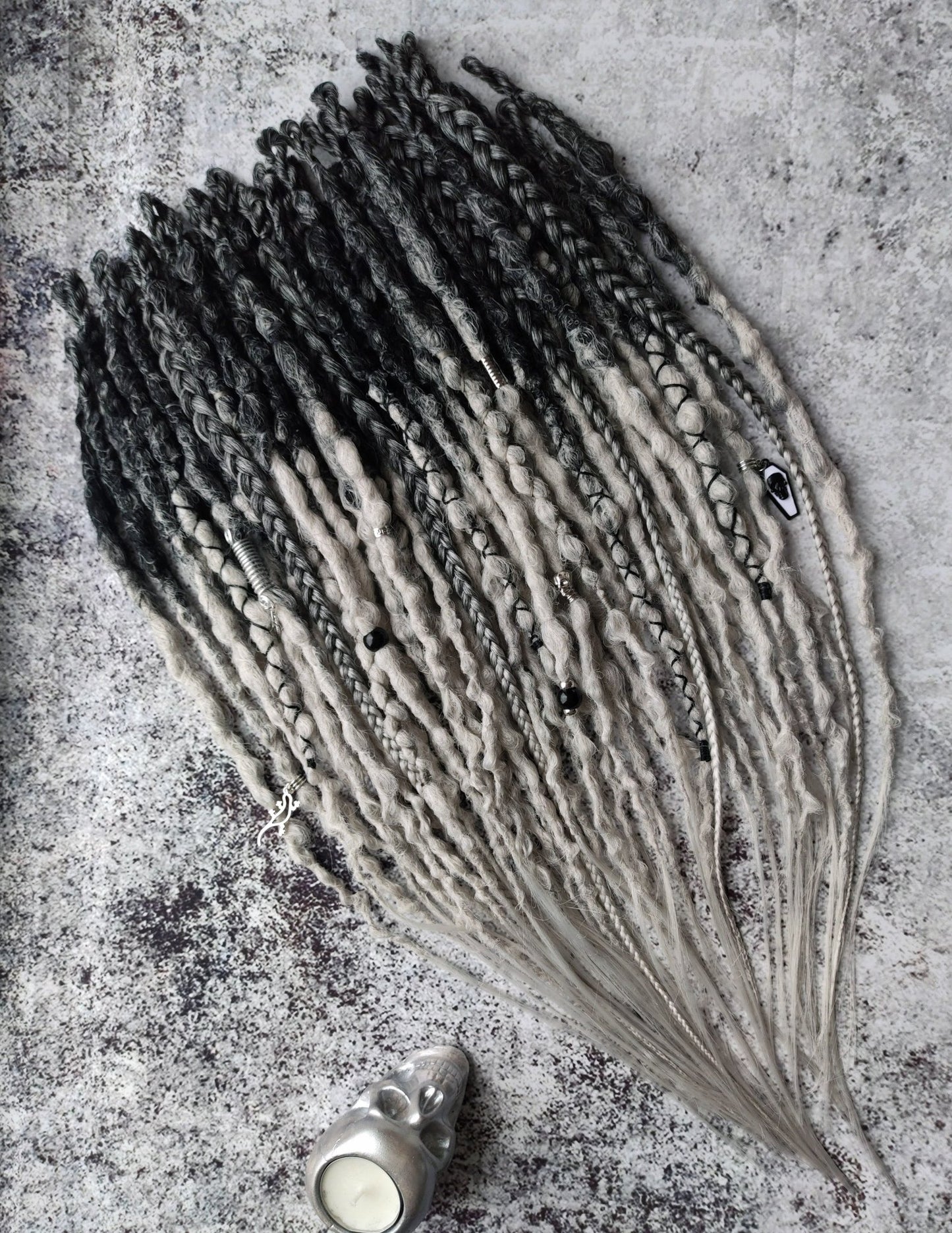 Black to Grey Ombre Synthetic Dreads