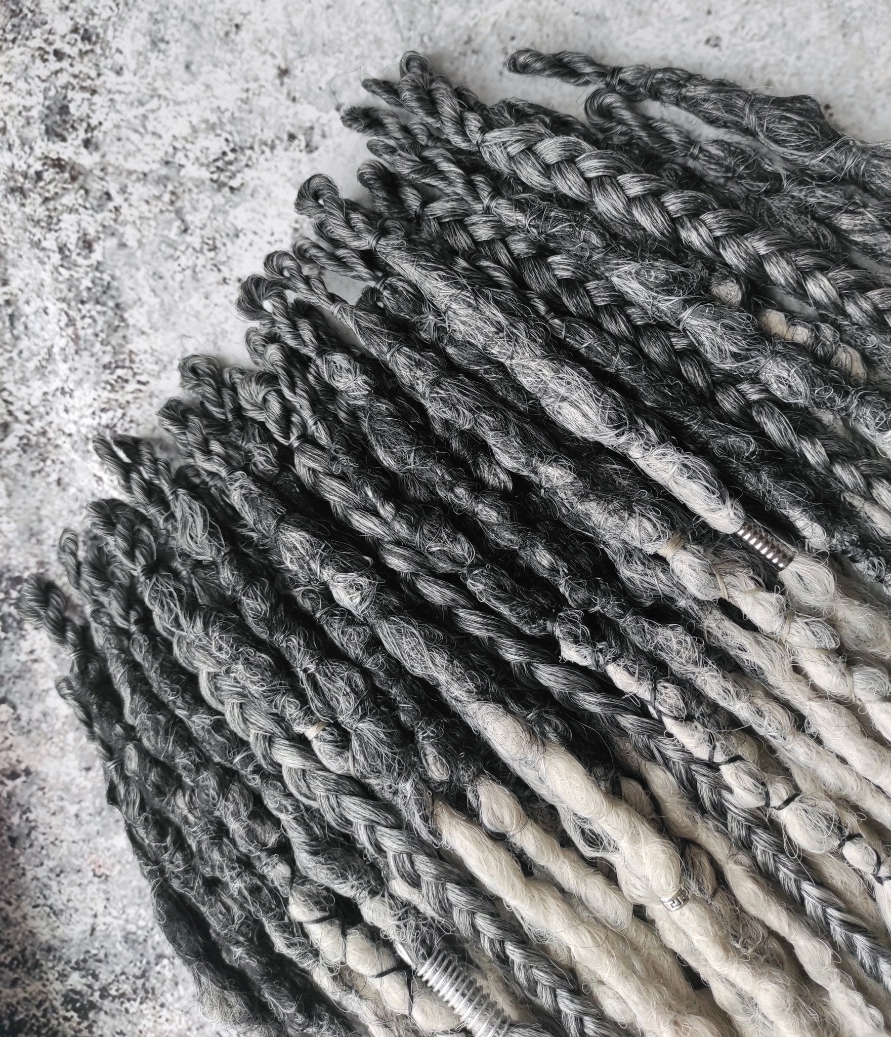 Black to Grey Ombre Synthetic Dreads
