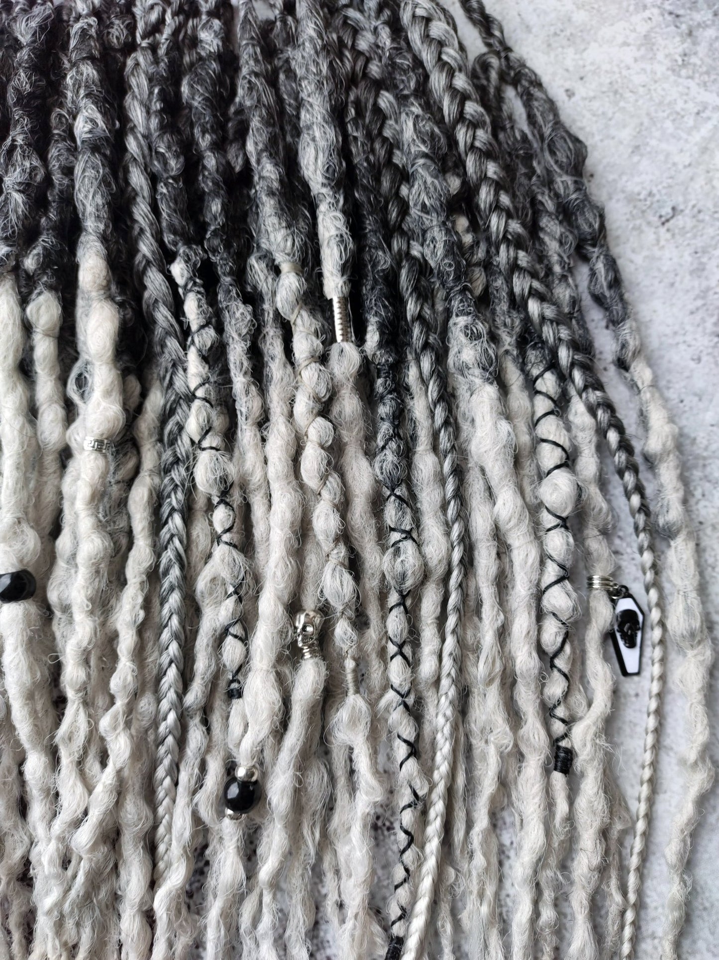 Black to Grey Ombre Synthetic Dreads