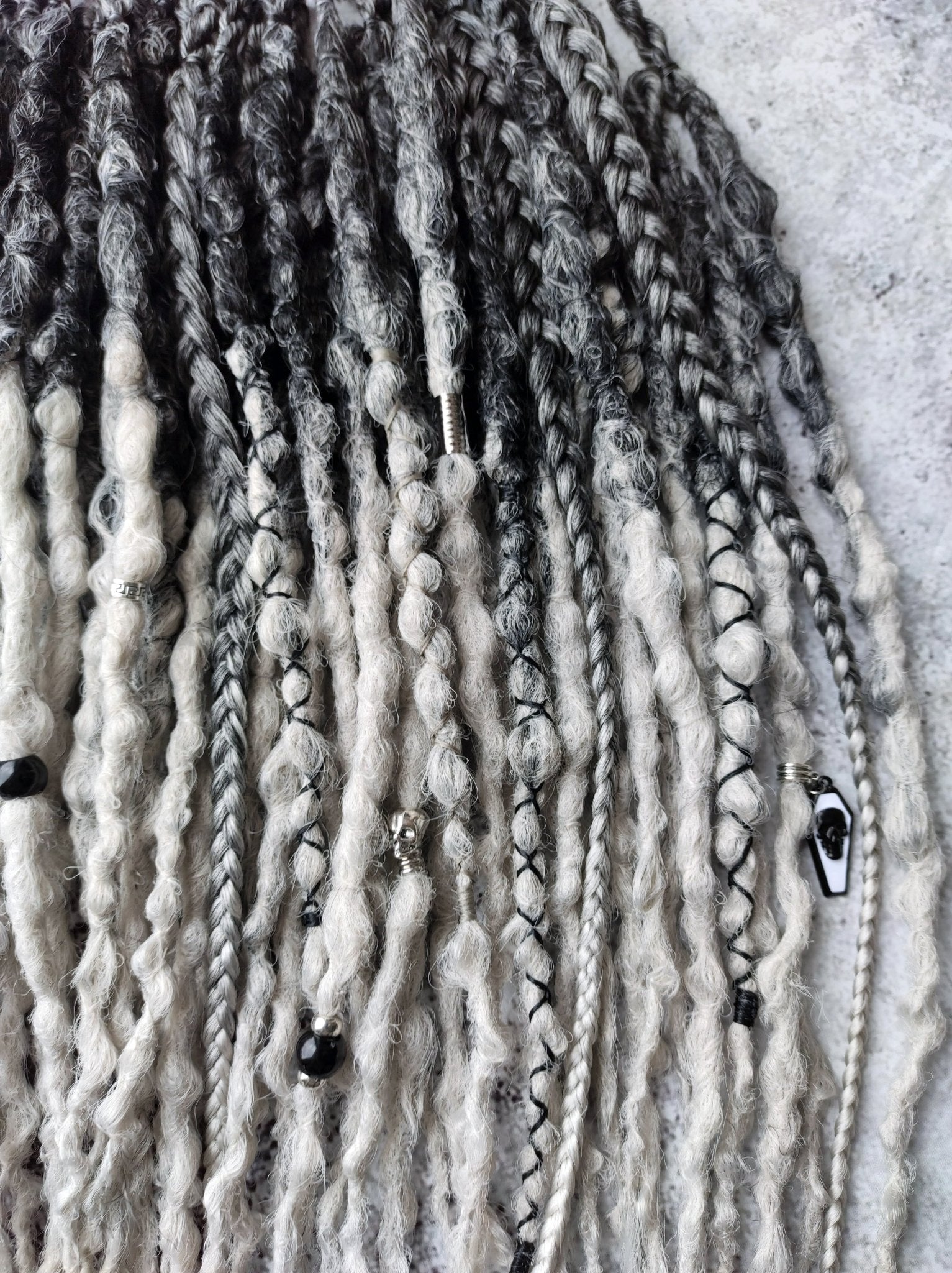 Black to Grey Ombre Synthetic Dreads