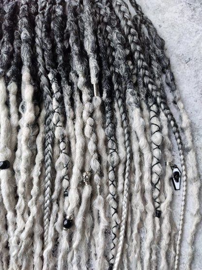 Black to Grey Ombre Synthetic Dreads