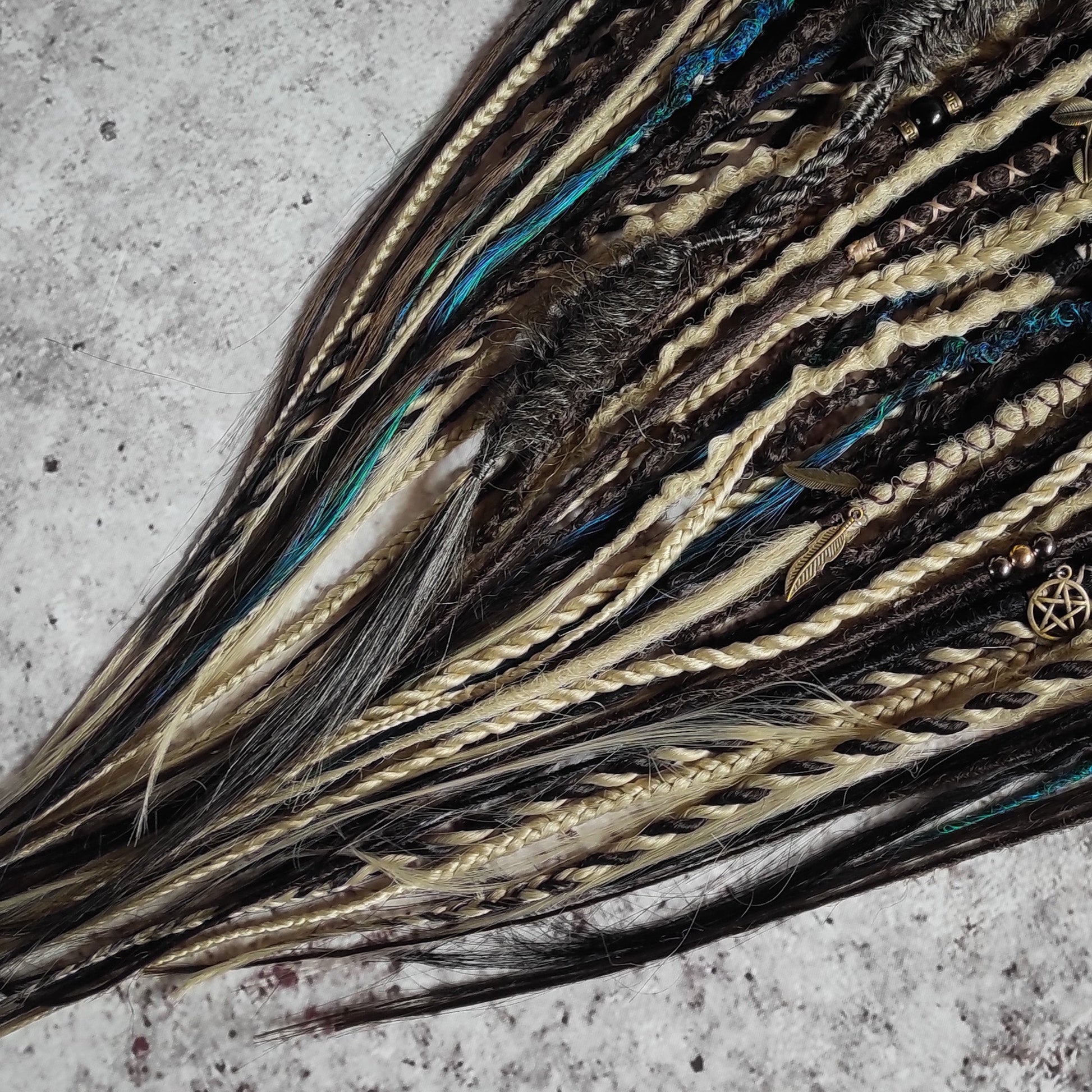 Brown Blond and Aquatic Green Ombre Synthetic Dreads