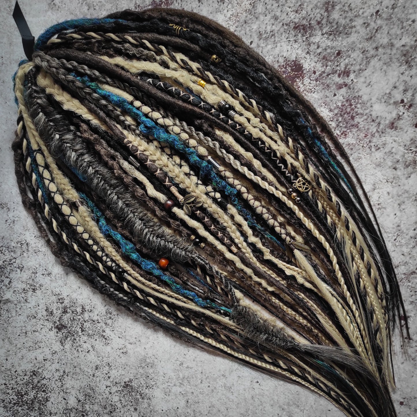 Brown Blond and Aquatic Green Ombre Synthetic Dreads