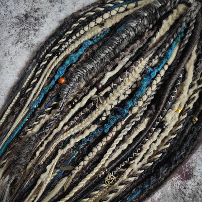 Brown Blond and Aquatic Green Ombre Synthetic Dreads