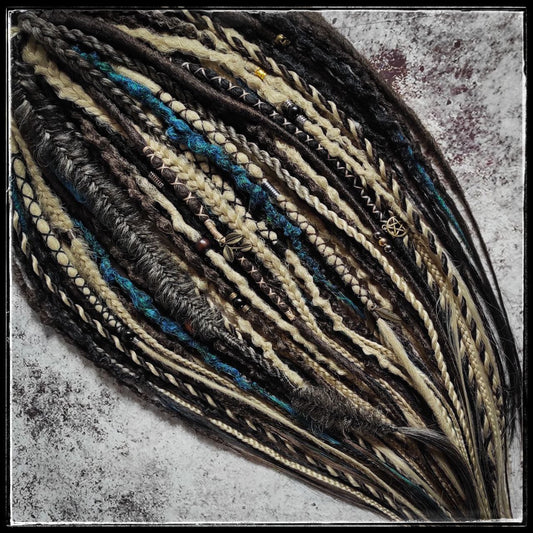 Brown Blond and Aquatic Green Ombre Synthetic Dreads