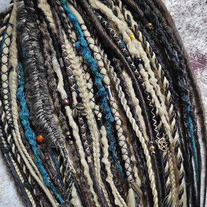 Brown Blond and Aquatic Green Ombre Synthetic Dreads