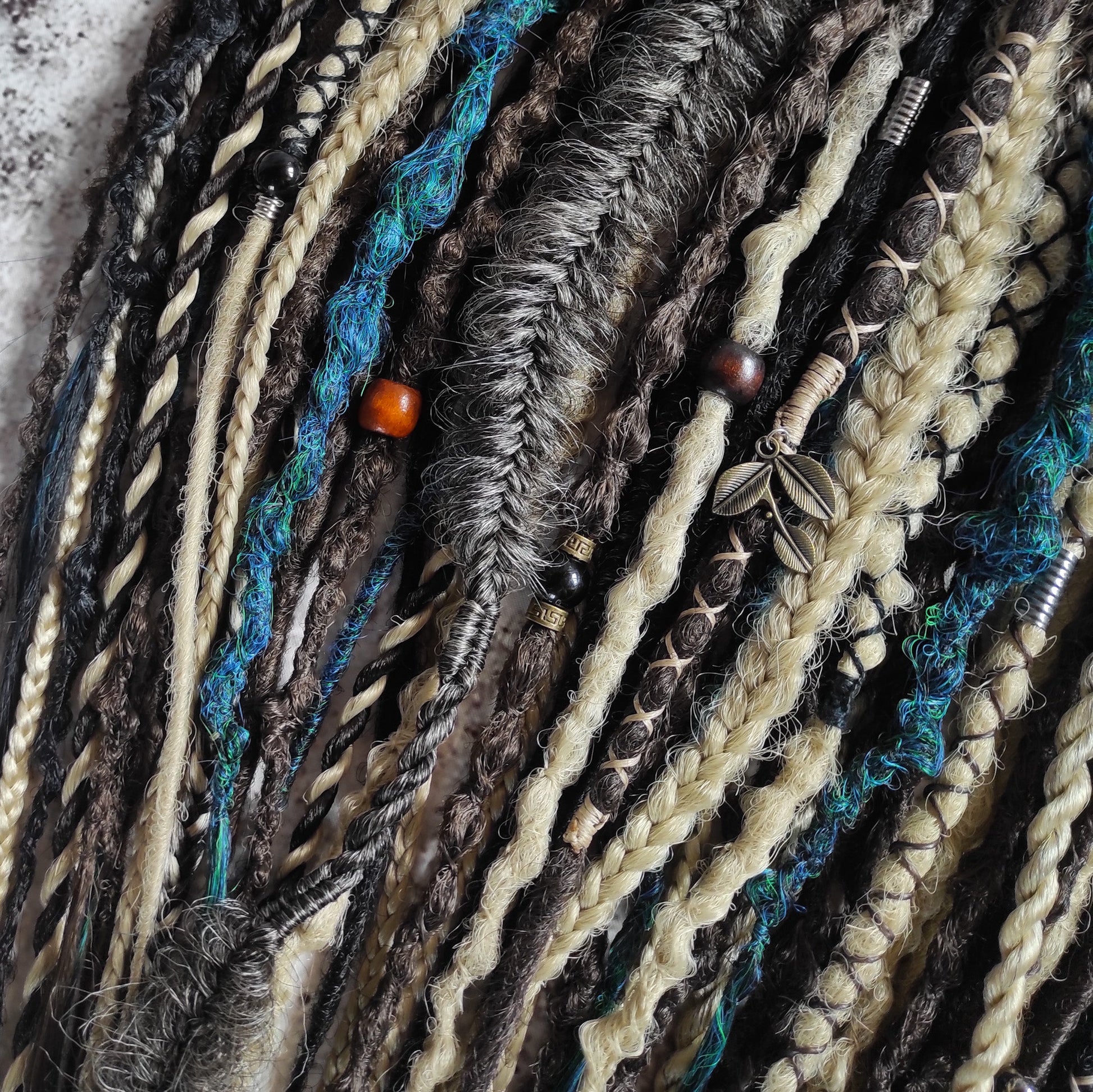 Brown Blond and Aquatic Green Ombre Synthetic Dreads