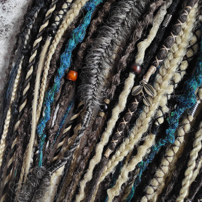 Brown Blond and Aquatic Green Ombre Synthetic Dreads