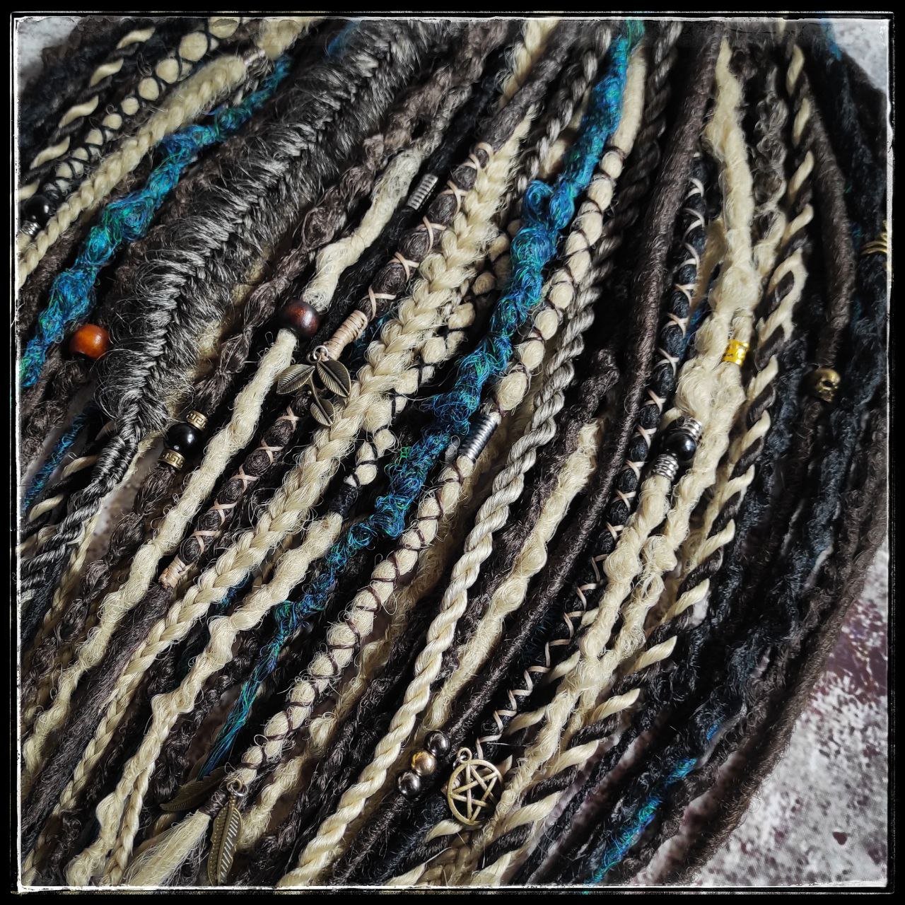 Brown Blond and Aquatic Green Ombre Synthetic Dreads