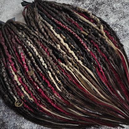 Brown Red and few Blond and Black Synthetic Dreads