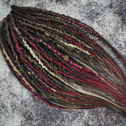 Brown Red and few Blond and Black Synthetic Dreads