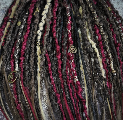 Brown Red and few Blond and Black Synthetic Dreads