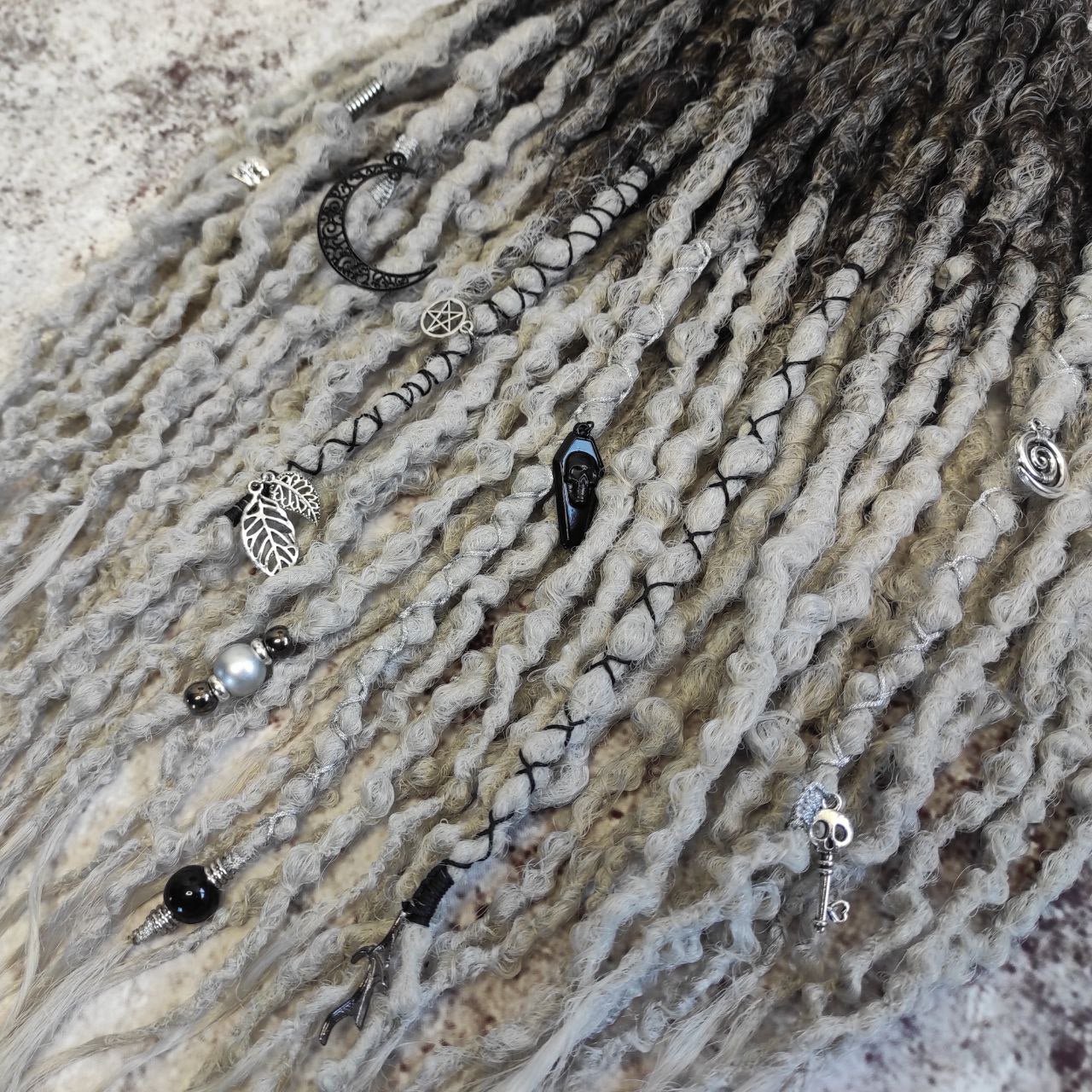 Brown to Grey Ombre Synthetic Dreads.