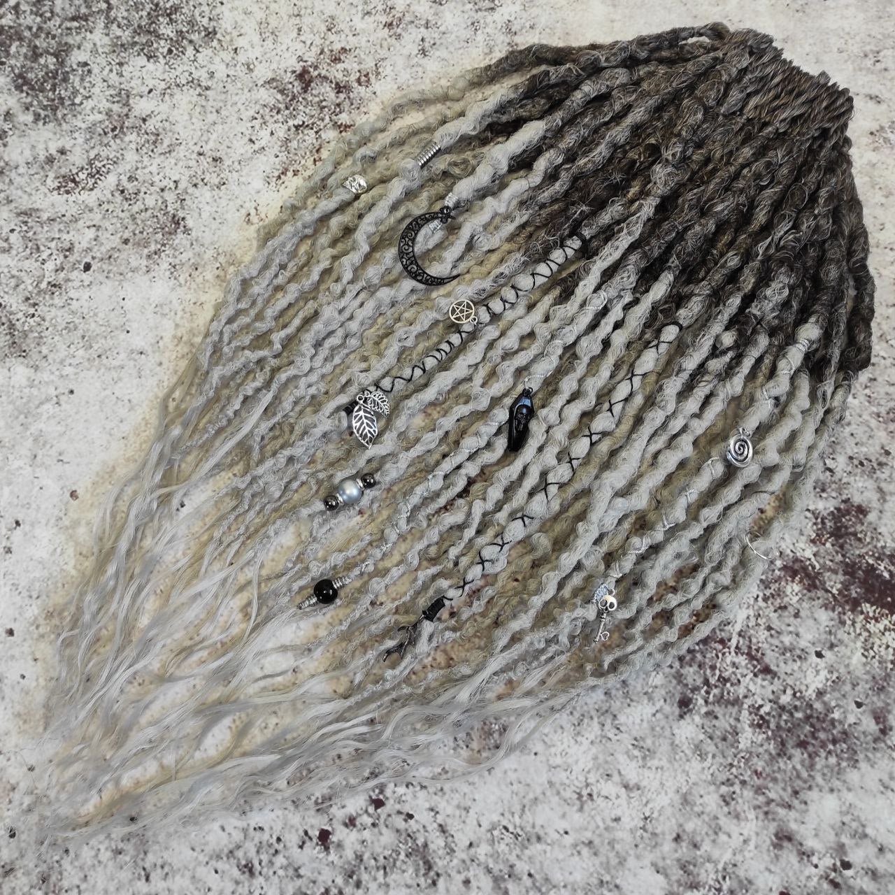 Brown to Grey Ombre Synthetic Dreads.