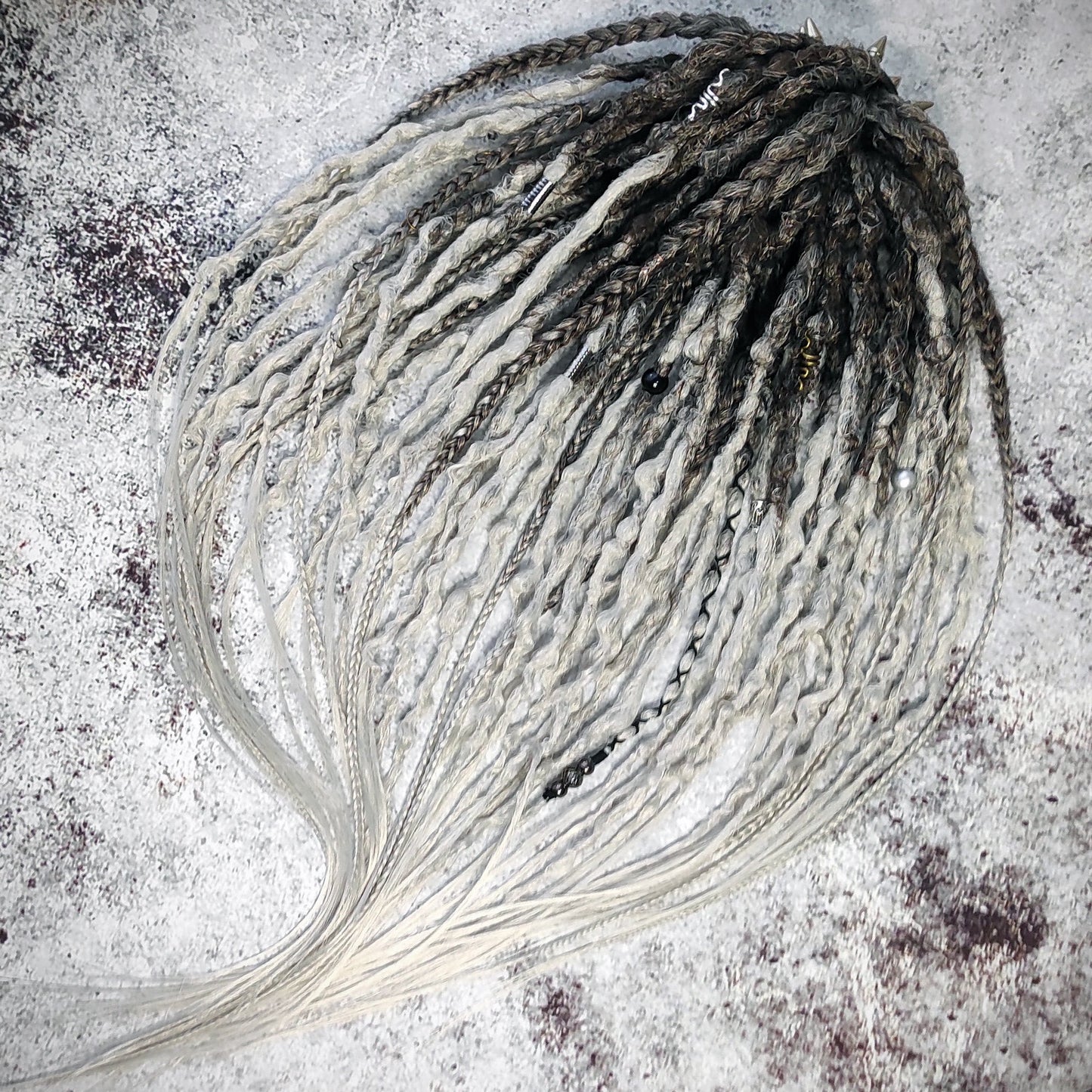 Brown to Grey Ombre Synthetic Dreads.