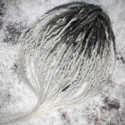 Brown to Grey Ombre Synthetic Dreads.
