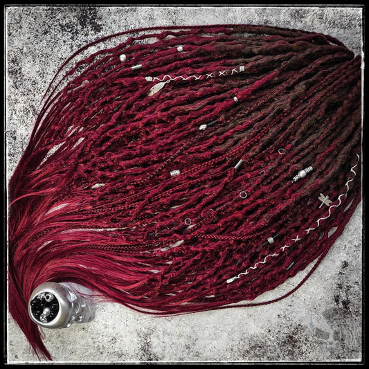 Brown to Red (burgundy) Ombre Synthetic Dreads.