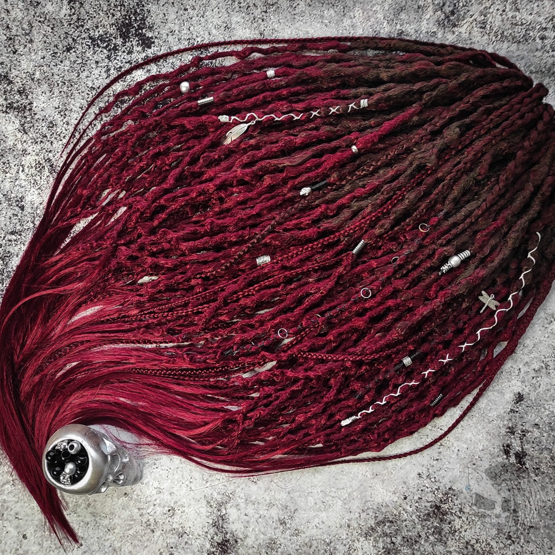 Brown to Red (burgundy) Ombre Synthetic Dreads.