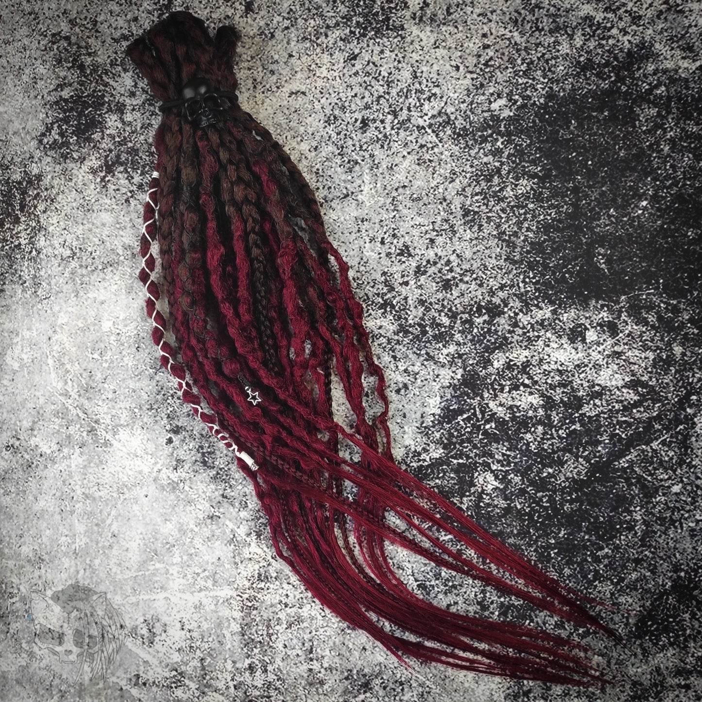 Brown with Red dreadlocks