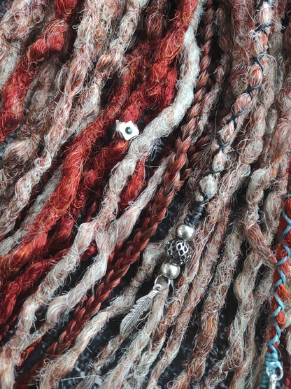 Brown with Red Ginger Ombre Synthetic Dreads with Braids