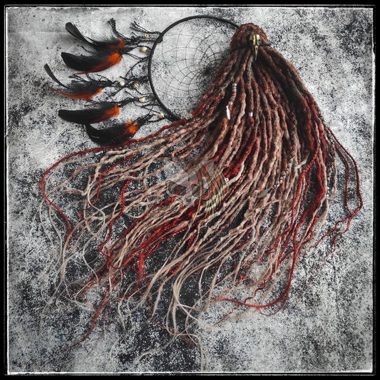 Brown with Red Ginger Ombre Synthetic Dreads with Braids