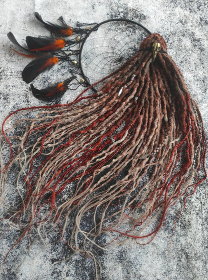 Brown with Red Ginger Ombre Synthetic Dreads with Braids