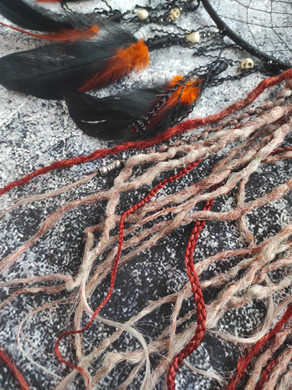 Brown with Red Ginger Ombre Synthetic Dreads with Braids