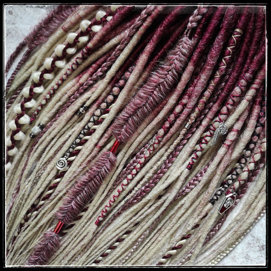 Burgundy Red to Blond Ombre Smooth Synthetic Dreads