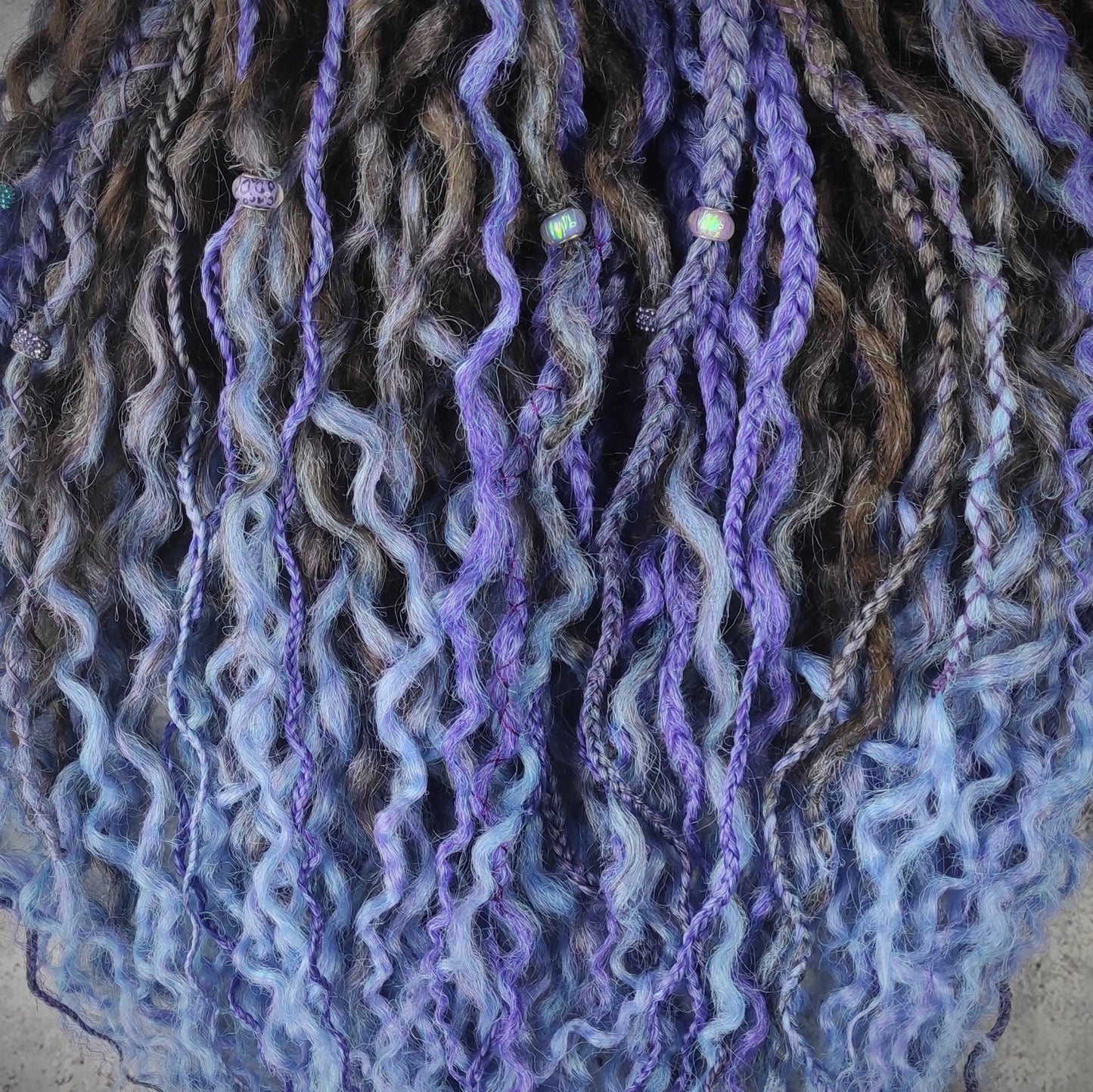 Curly Dreads. Ombre Brown to Violet and Purple