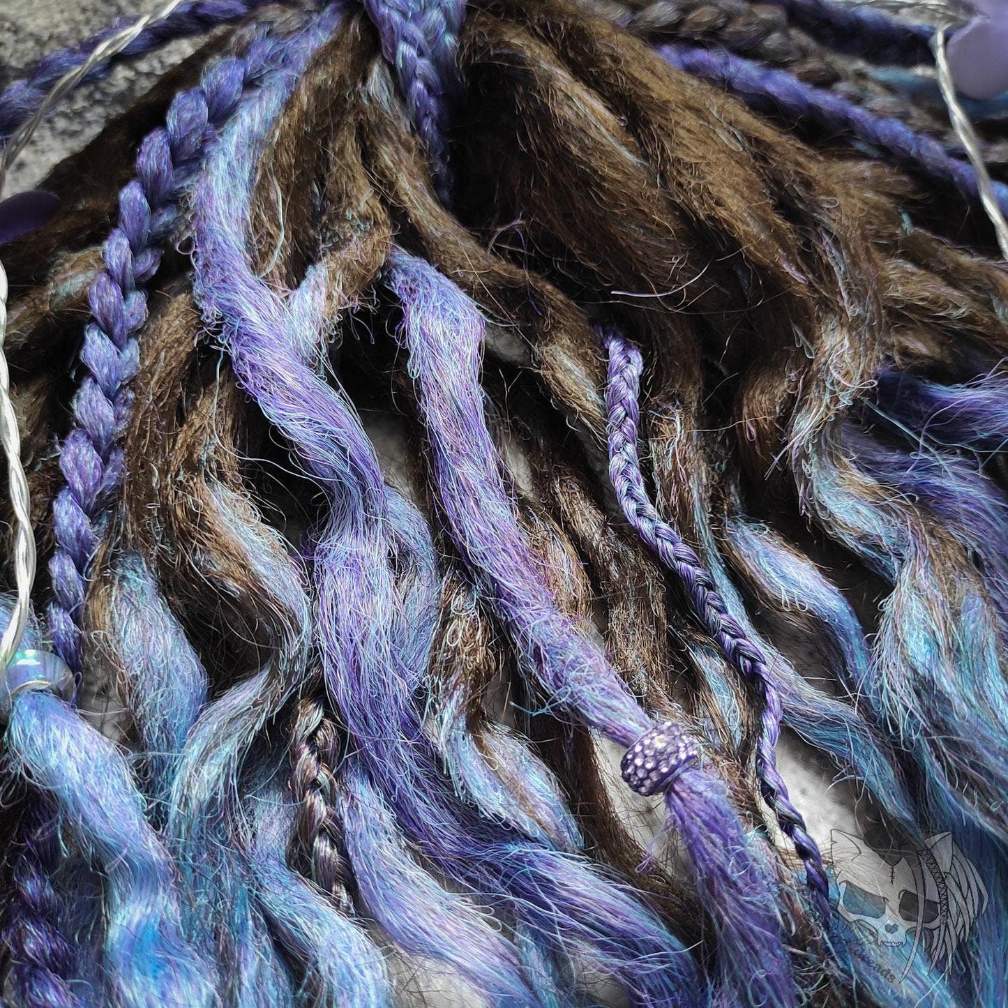 Curly Dreads. Ombre Brown to Violet and Purple