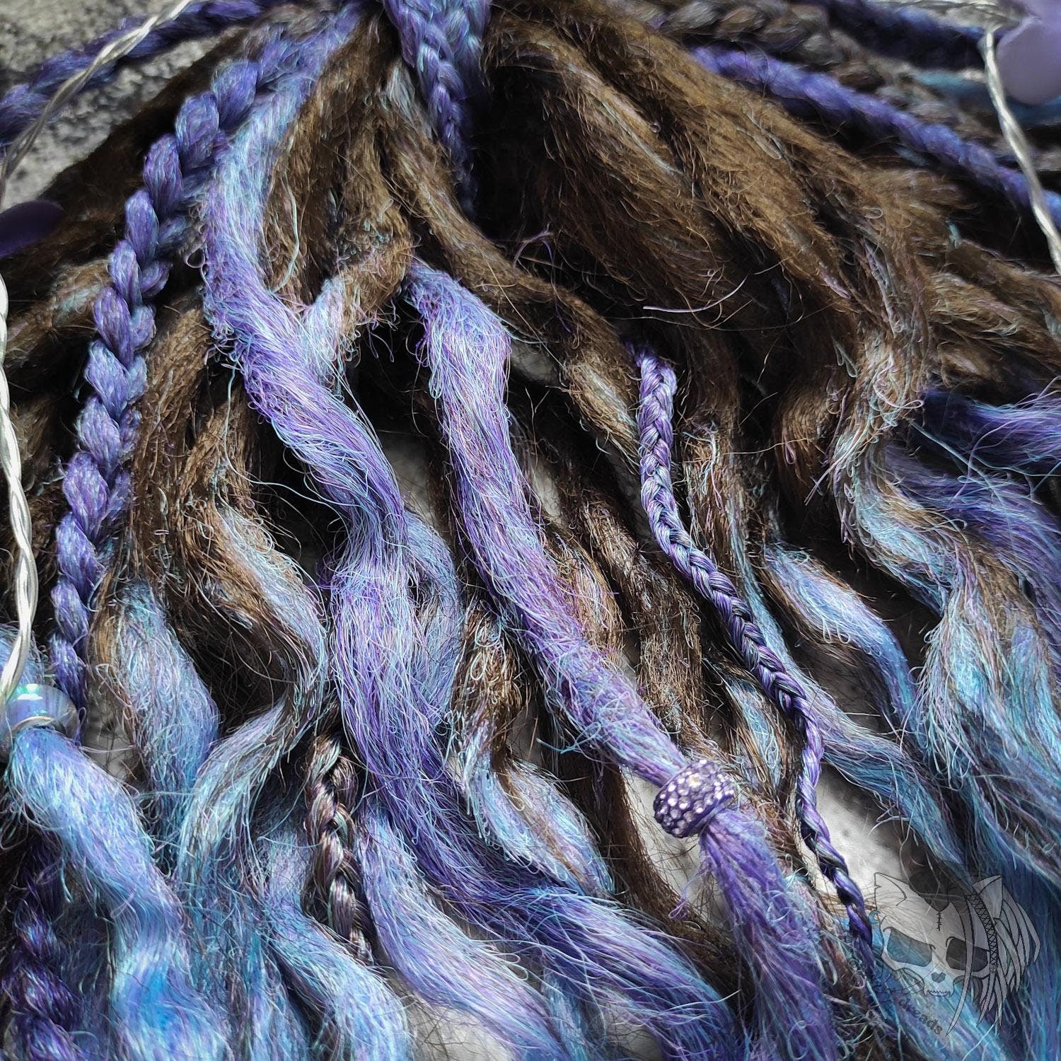 Curly Dreads. Ombre Brown to Violet and Purple