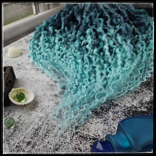 Curly Dreads. Ombre Dark Blue to Mint - Sea Wave