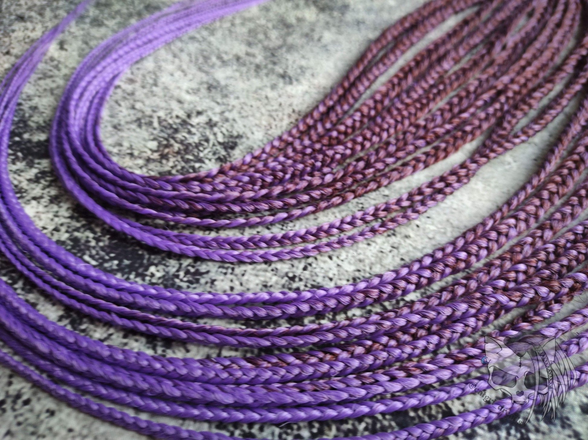 Brown Purple Synthetic Braids on elastic bands for hair