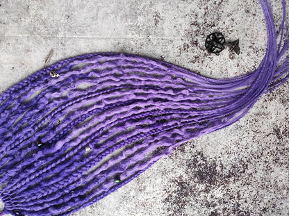 Purple Synthetic Dreads with Elastic Hair bands