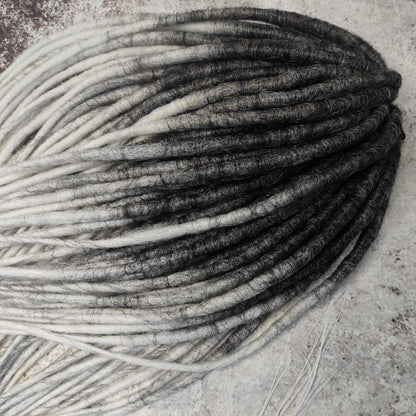 Dark Grey to White Smooth Ombre Synthetic Dreads