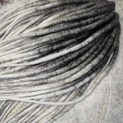 Dark Grey to White Smooth Ombre Synthetic Dreads