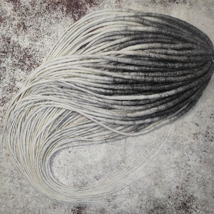 Dark Grey to White Smooth Ombre Synthetic Dreads