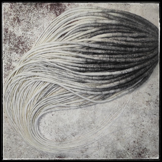 Dark Grey to White Smooth Ombre Synthetic Dreads