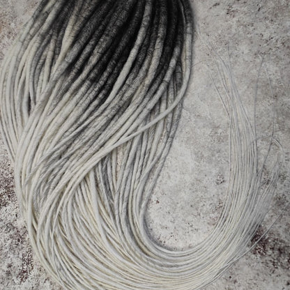 Dark Grey to White Smooth Ombre Synthetic Dreads