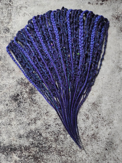 Dark Purple Synthetic Dreads with Braids