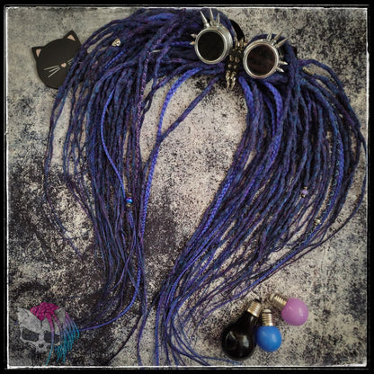 Dark Purple Synthetic Dreads with Braids. Textured DE or SE