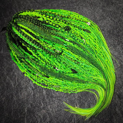 Fluo Green Synthetic Dreads with Braids - HERMA