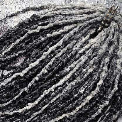 Grey and Black Synthetic Crochet Dreads