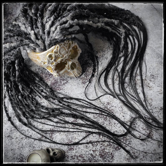 Grey and Black Synthetic Crochet Dreads