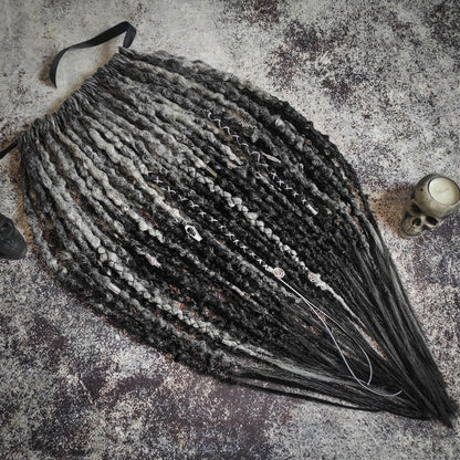Goth Style Grey to Black Synthetic Dreads textured shape